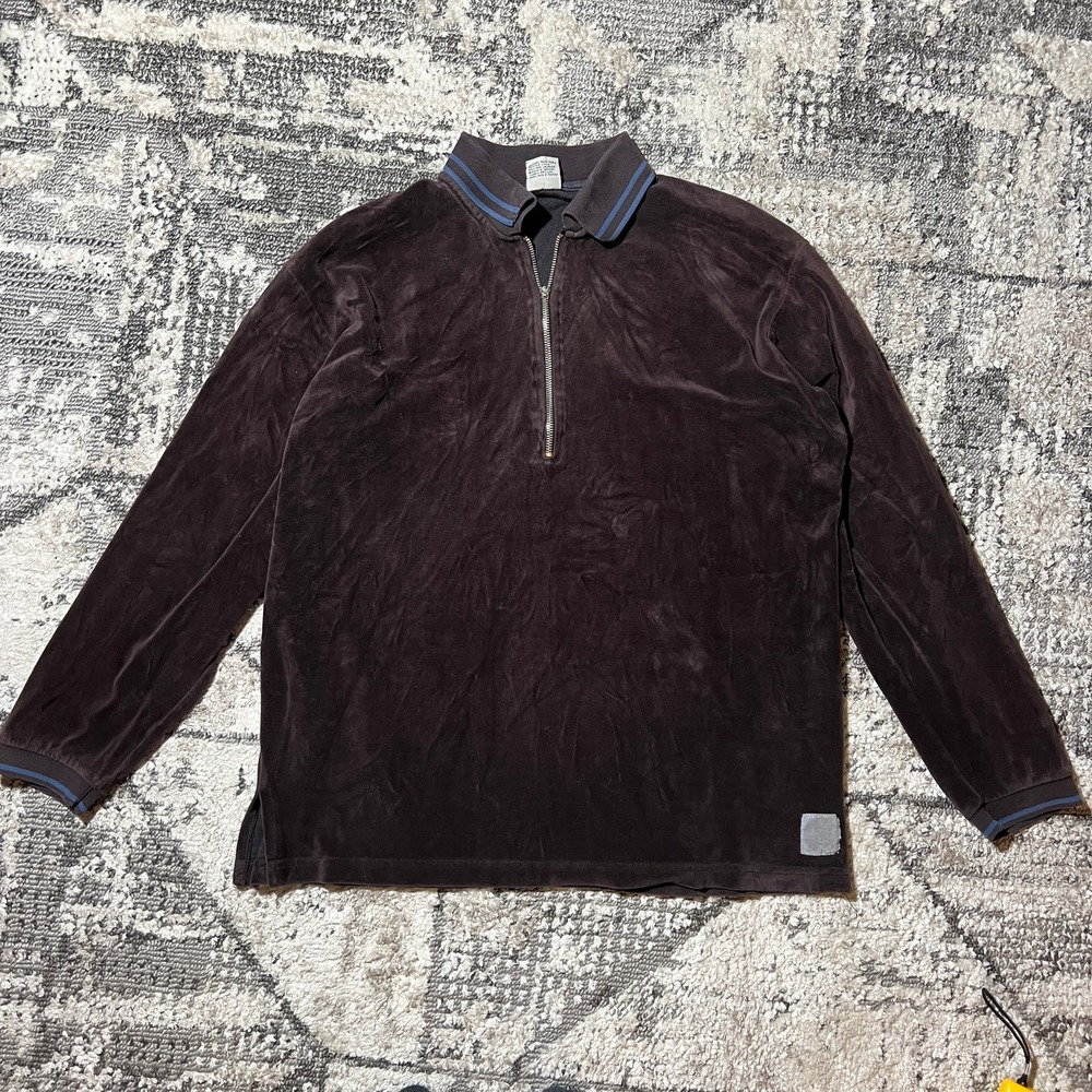 Vintage Levi's SilverTab 1/4 Zip Pullover velour Sweatshirt dark purple Size L